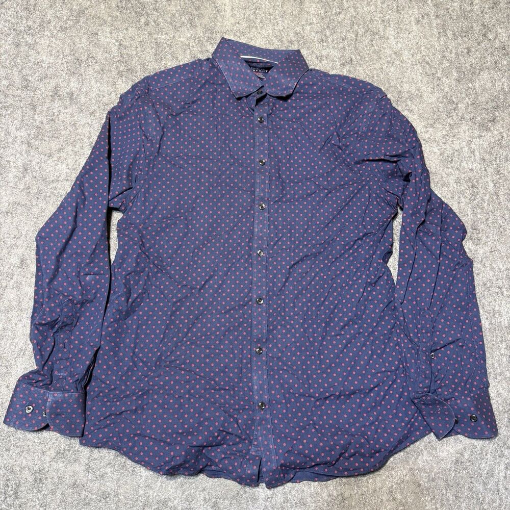 Charles Tyrwhitt Mens Shirt Size L Blue Polka Dot Weekend Extra Slim Fit